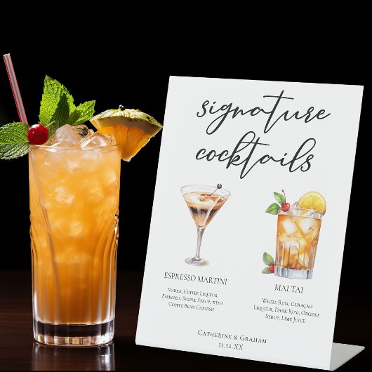 Signe De Table Espresso Martini Mai Tai Cocktails Menu Mariage