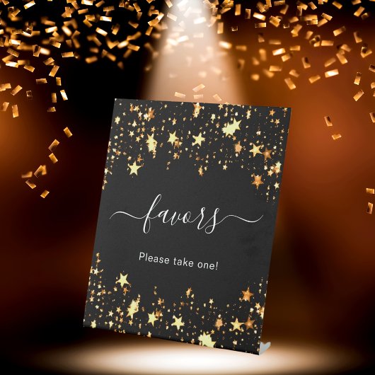 Signe De Table Étoiles dorées de faveur de fête pour invités