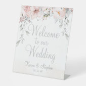 Signe De Table Eucalyptus Argent Peony Blush Bienvenue Au Mariage (Recto)
