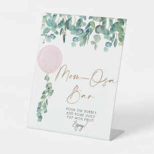 Signe De Table Eucalyptus Baby shower à bulle rose Maman-osa Bar