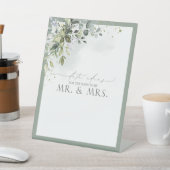 Signe De Table Eucalyptus bleu Dusty Aquarelle Floral Date Idées (In SItu)