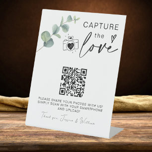Signe De Table Eucalyptus de verdure Capturer le code QR d'amour