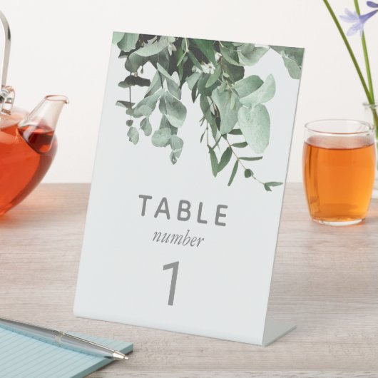 Signe De Table Eucalyptus et verdure Numéro de tableau (In SItu)