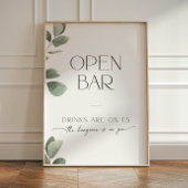 Signe De Table Eucalyptus Fête des mariées Open Bar Boissons sont