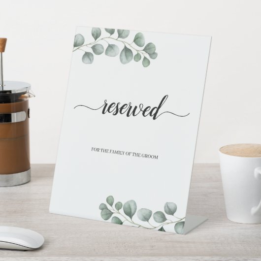 Signe De Table Eucalyptus Feuille calligraphie Réservé (In SItu)