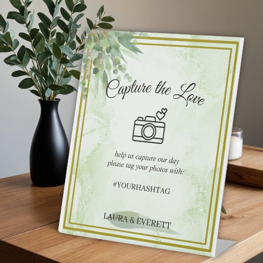 Signe De Table Eucalyptus Foliage Mariage Photo Livre d'or