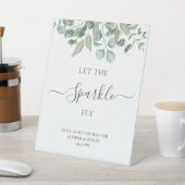 Signe De Table Eucalyptus Greenery Wedding Sparkle Sign (In SItu)