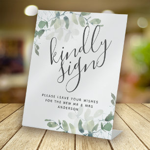 Signe De Table Éucalyptus Kindly Signer Mariage Livre d'or Signer