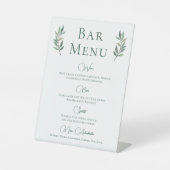 Signe De Table Eucalyptus Leaf Simple Botanique Mariage Bar Menu (Recto)