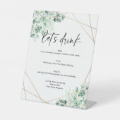 Signe De Table Eucalyptus Mariage de verdure Boissons Menu (Recto)
