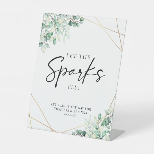 Signe De Table Eucalyptus Mariage Sparkler vert Envoyer (Recto)