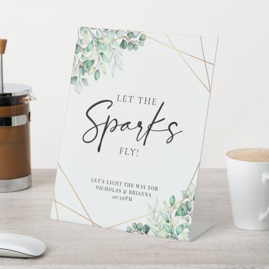 Signe De Table Eucalyptus Mariage Sparkler vert Envoyer (In SItu)