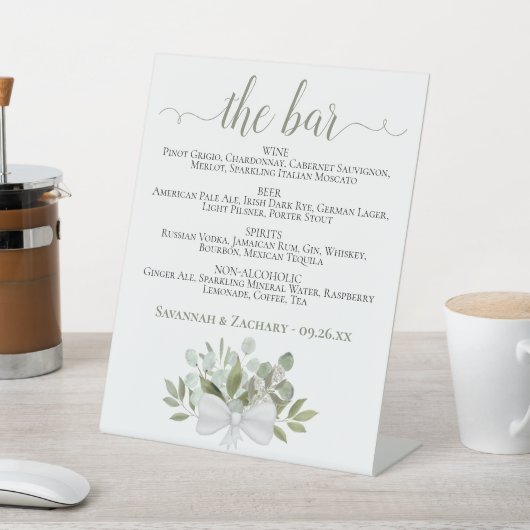 Signe De Table Eucalyptus Rustique Le Bar Boissons Menu Mariage (In SItu)