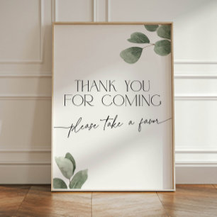 Signe De Table Eucalyptus Thank You for Coming Pedestal Sign