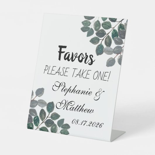 Signe De Table Eucalyptus Vert Prendre Un Faveur (Recto)