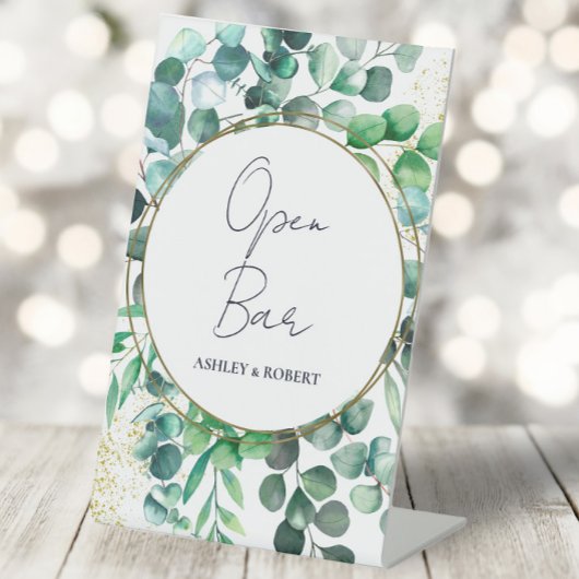 Signe De Table Eucalyptus Wedding Reception Open Bar Tabletop