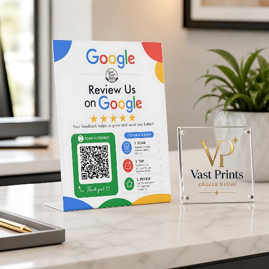 Signe De Table Évaluez-Nous Sur Google Code QR
