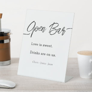 Signe De Table Événement Simple Bar Ouvert Mariage Script Moderne