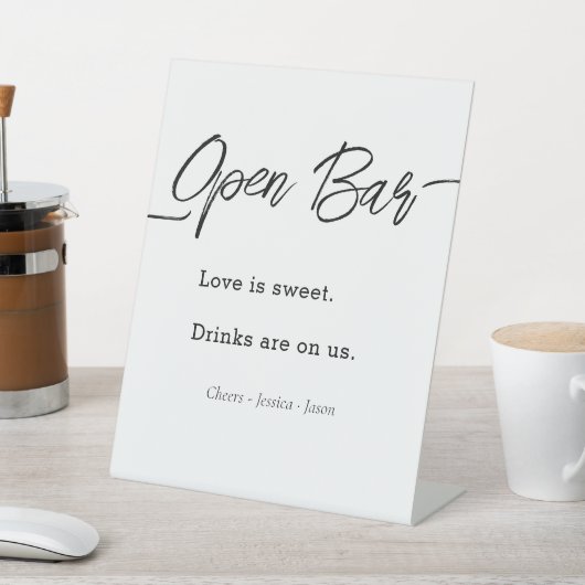 Signe De Table Événement Simple Bar Ouvert Mariage Script Moderne (In SItu)