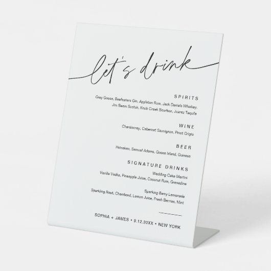 Signe De Table EVERLEIGH Mariage Boire Cocktail Menu 8x10 (Recto)