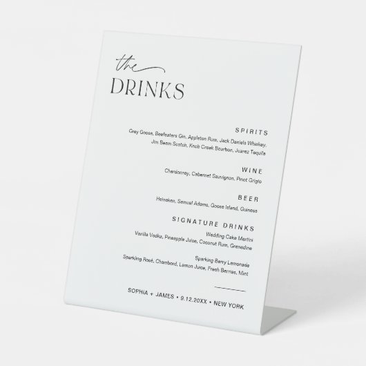 Signe De Table EVERLEIGH Mariage Boire Cocktail Menu 8x10 (Recto)