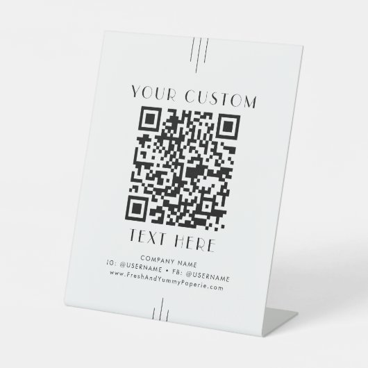 Signe De Table EVERLY Art Deco Business or Wedding Custom QR Code (Recto)