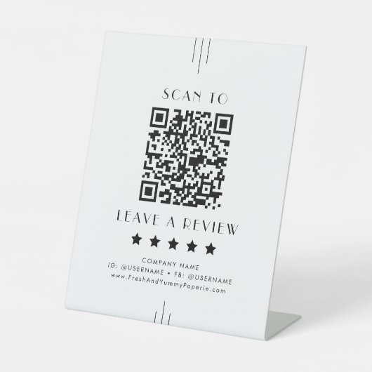 Signe De Table EVERLY Art Deco Business QR Code Leave A Review (Recto)