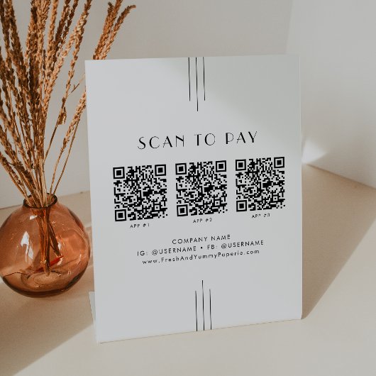 Signe De Table EVERLY Art Deco Entreprise Code QR Scan Paiement