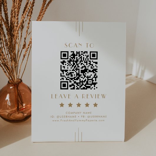 Signe De Table EVERLY Gold Deco Code QR Entreprise Laissez un avi