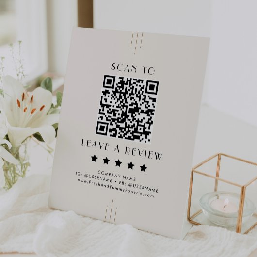 Signe De Table EVERLY Ivory Black Business QR Code Laissez un avi