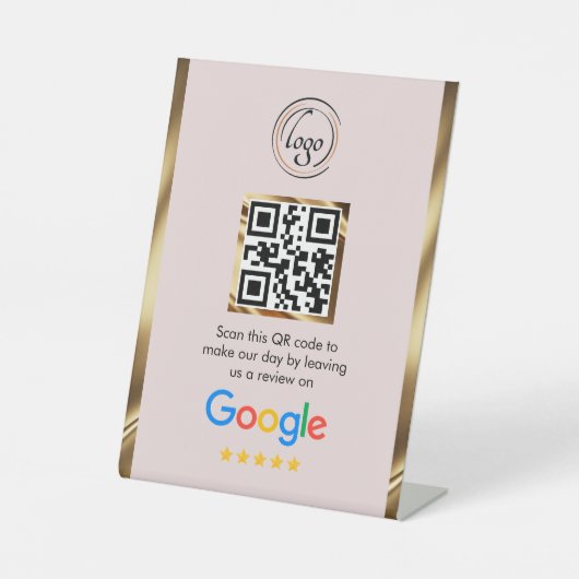 Signe De Table Examen Google du code QR d'entreprise personnalisé (Recto)