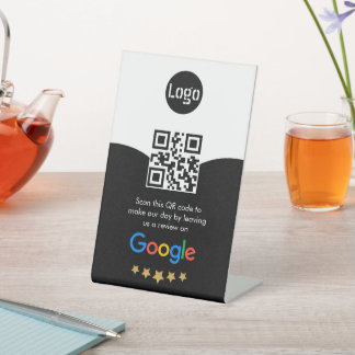 Signe De Table Examen Google du code QR d'entreprise personnalisé