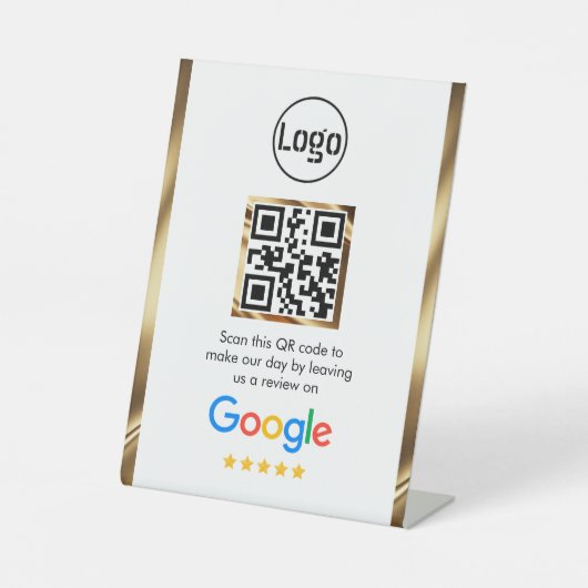 Signe De Table Examen Google du code QR d'entreprise personnalisé (Recto)