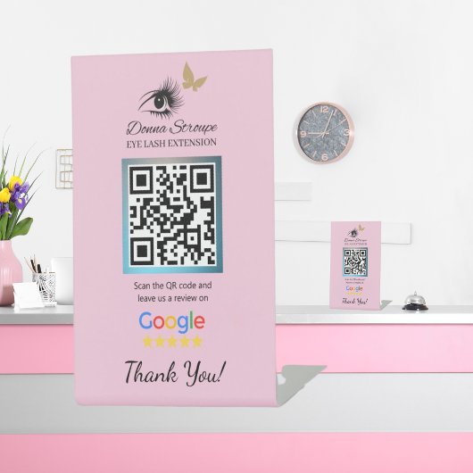 Signe De Table Eyelash Extension Google Review Pink Pedestal Sign