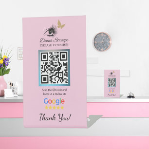 Signe De Table Eyelash Extension Google Review Pink Pedestal Sign
