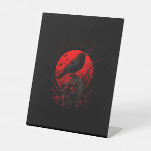 Signe De Table F-Caw-F Corbeau Drôle Oiseau Lune Rouge Gothique