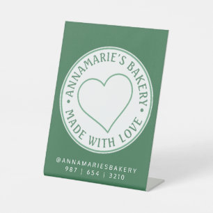 Signe De Table Fabriqué avec amour Coeur personnalisé Vert maison