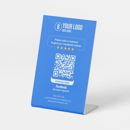 Signe De Table Facebook Avis QR Code Note Mon entreprise 5 étoile (Recto)