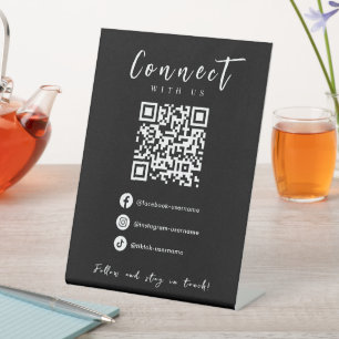 Signe De Table Facebook Instagram Tiktok Modern Black QR Code