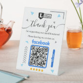 Signe De Table Facebook Review Request with Logo and QR Code (In SItu)