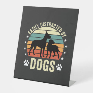 Signe De Table Facilement distrait par les chiens Vintage Retro C