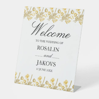 Signe De Table Faire-part de mariage moderne élégant blanc doré