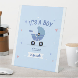 Signe De Table Faire-part de naissance minimaliste bleu bébé garç
