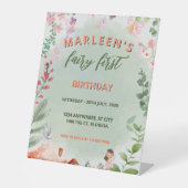 Signe De Table Fairy First Birday Forest Aquarelle Champagne (Recto)