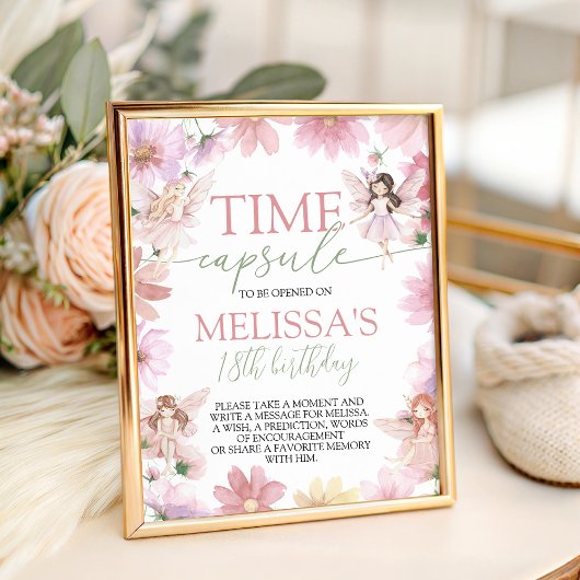 Signe De Table Fairy First Birthday Time Capsule Sign