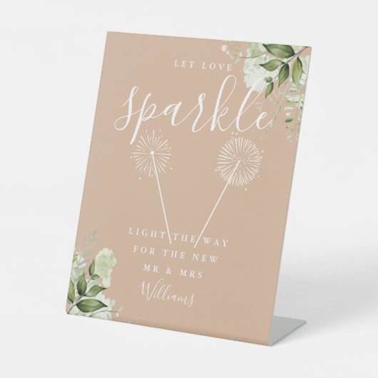 Signe De Table Fais briller l'amour Fleurs Mariage Tan (Recto)