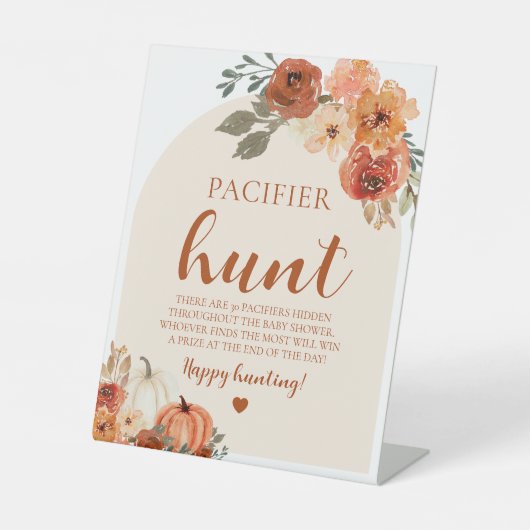 Signe De Table Fall Little Citrouille Pacifier chasse Baby shower (Recto)