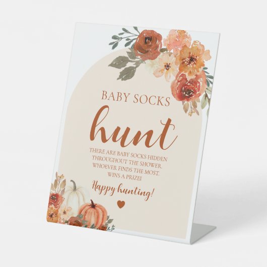 Signe De Table Fall Little Pumpkin Baby Sock Chasse Baby shower J (Recto)