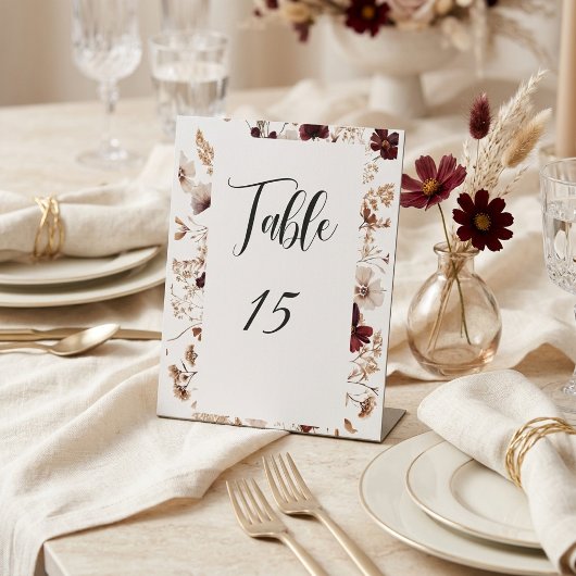 Signe De Table Fall Wildflowers Floral Wedding