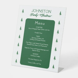 Signe De Table Famille Noël Vert Aquarelle Pine Tree Menu